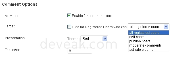 WP-reCAPTCHA Comment Options